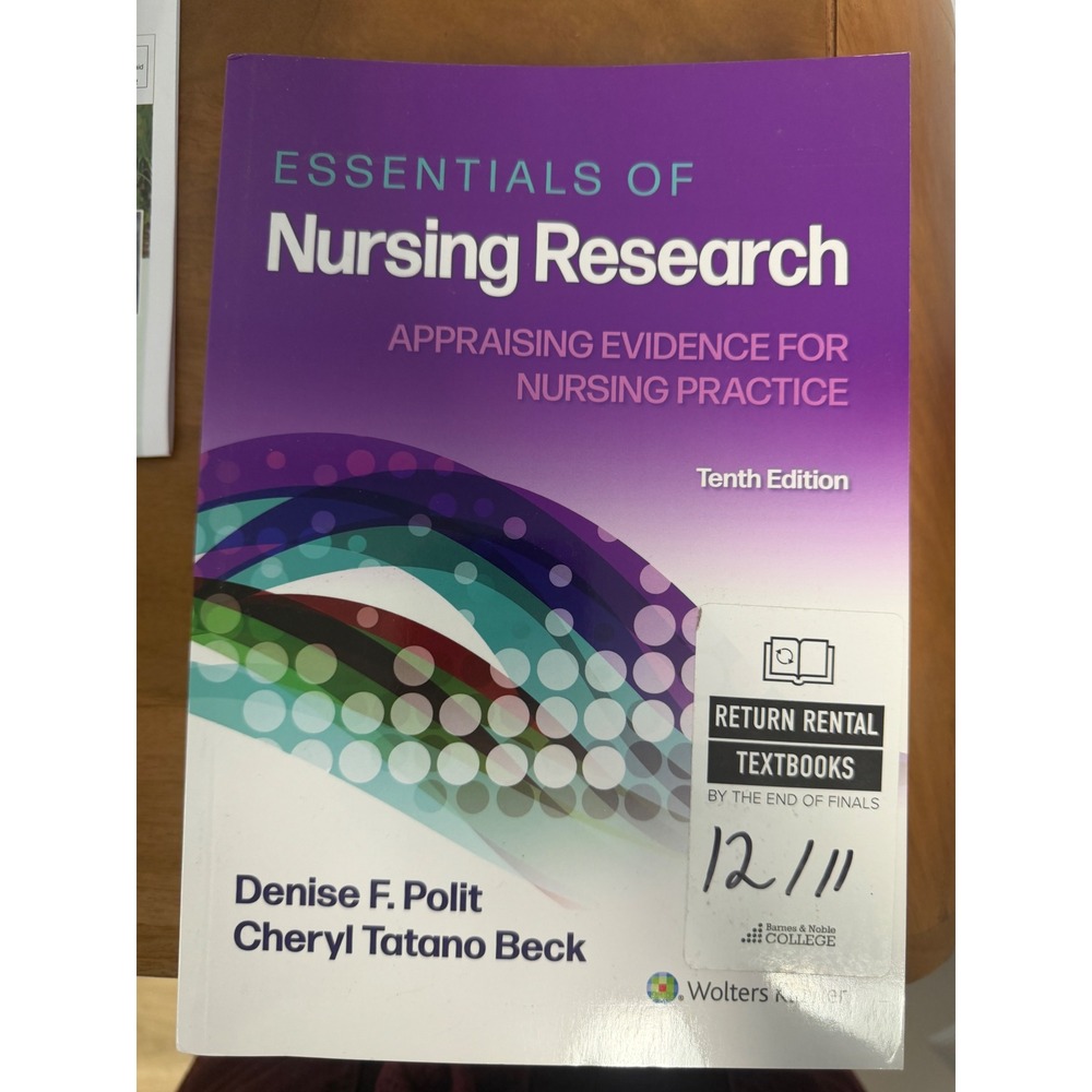 Wolters Kluwer Essentials of Nursing Research 10th Edition Polit Beck Purple